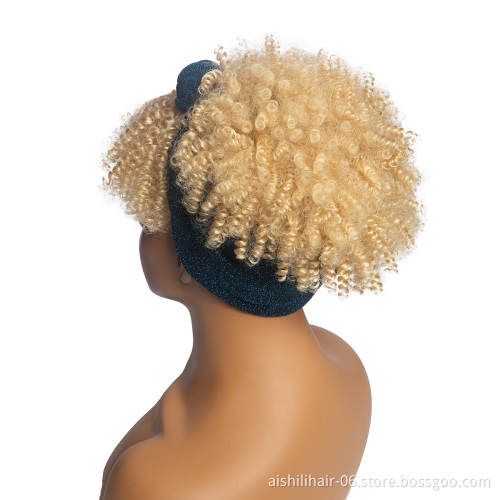 wholesale 613# hair cheap headband wigs afro kinky curly light yellow headband wigs for black women
